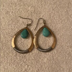 Gold and Turquoise Teardrop Earrings